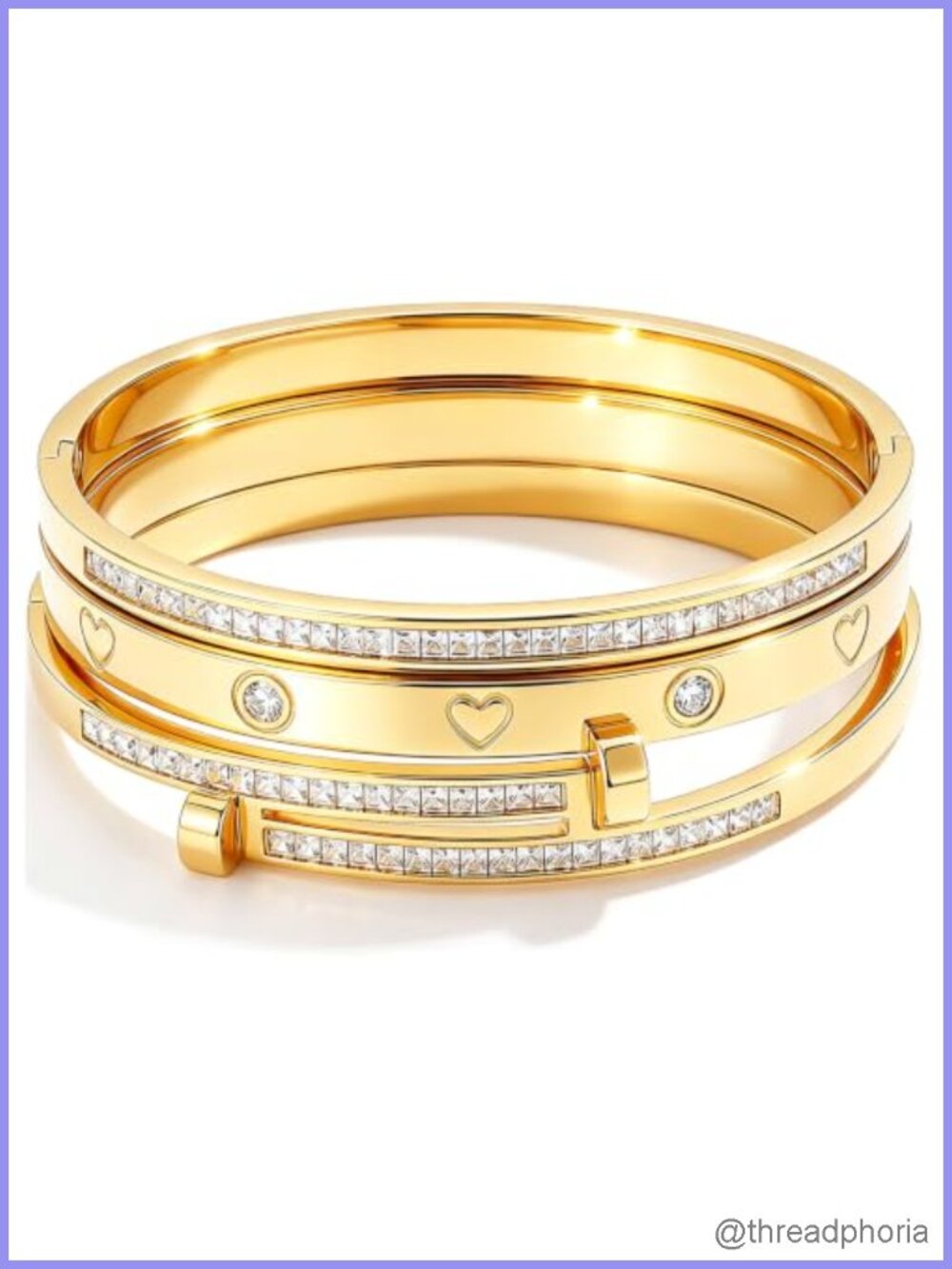 Stackable Bangle Bracelet Set for Women 316L Stainless Steel, Love Friendship